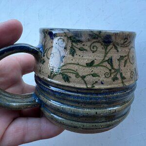 Blue Floral Handmade Art Mug